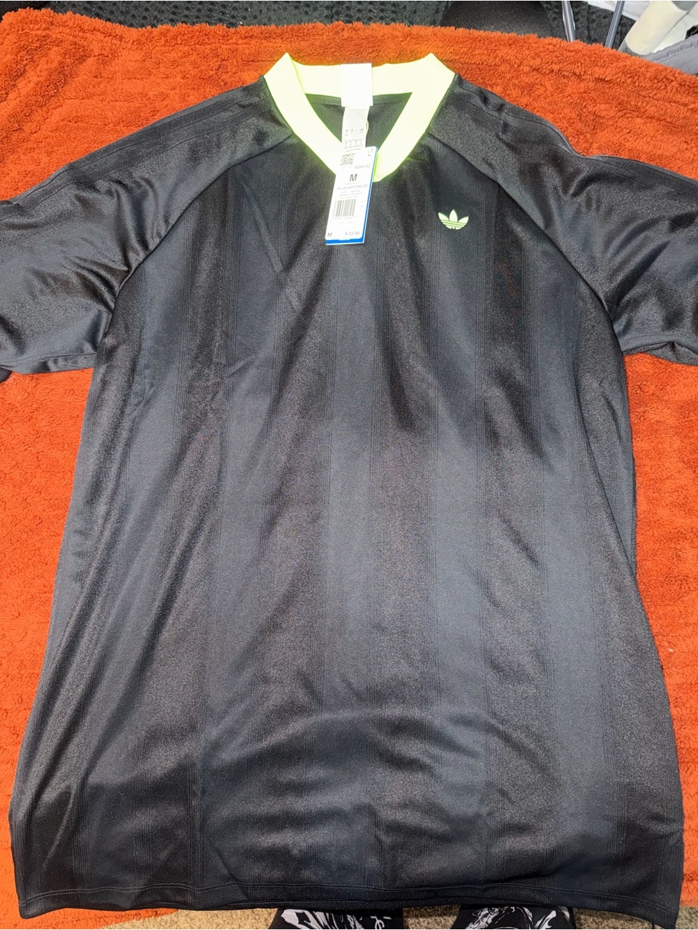 adidas Black Midi Dress with Neon Yellow Trim